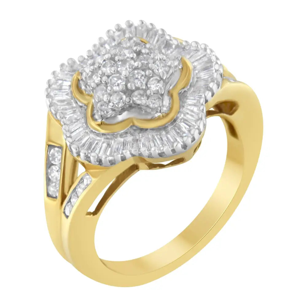 10k yellow gold 1ctw diamond ballerina flower ring bijoux-nyc direct