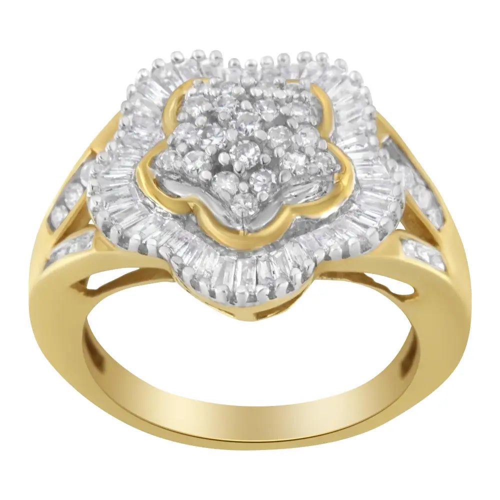 10k yellow gold 1ctw diamond ballerina flower ring bijoux-nyc direct