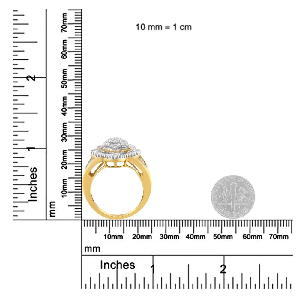 10k yellow gold 1ctw diamond ballerina flower ring bijoux-nyc direct