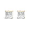 Diamond stud earrings 2.0 cttw princess cut 10k yellow gold invisible set bijoux-nyc direct