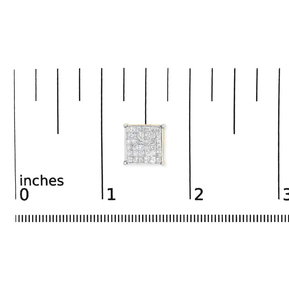 Diamond stud earrings 2.0 cttw princess cut 10k yellow gold invisible set bijoux-nyc direct