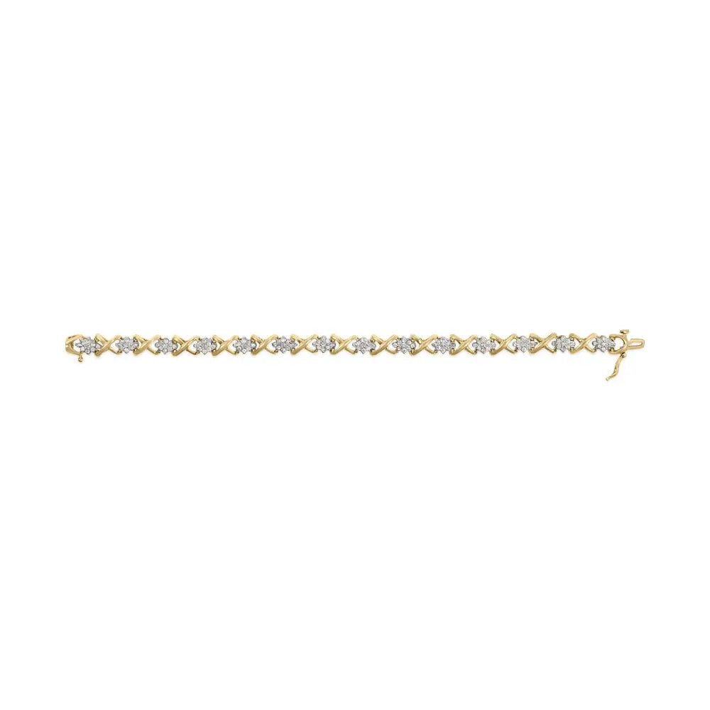 2.00 cttw diamond x link bracelet in 10k yellow gold 7 inch bijoux-nyc direct