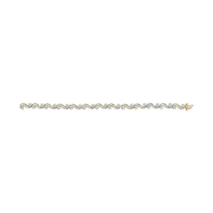 10k yellow gold 3.00 cttw round cut and baguette floral link 7.25’’ bracelet (i j color i1 i2 clarity) bracelets/bracelet/link