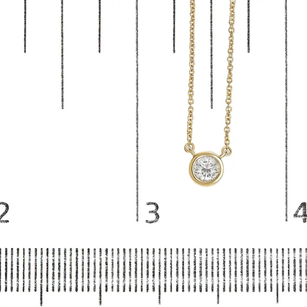 10k yellow gold 3/10 carat round diamond bezel solitaire necklace bijoux-nyc direct