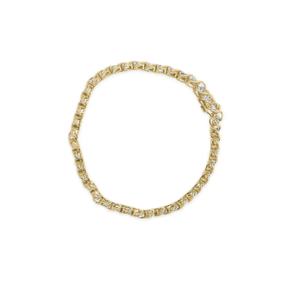 3cttw round diamond spiral link bracelet in 10k yellow gold 7.50 bijoux-nyc direct