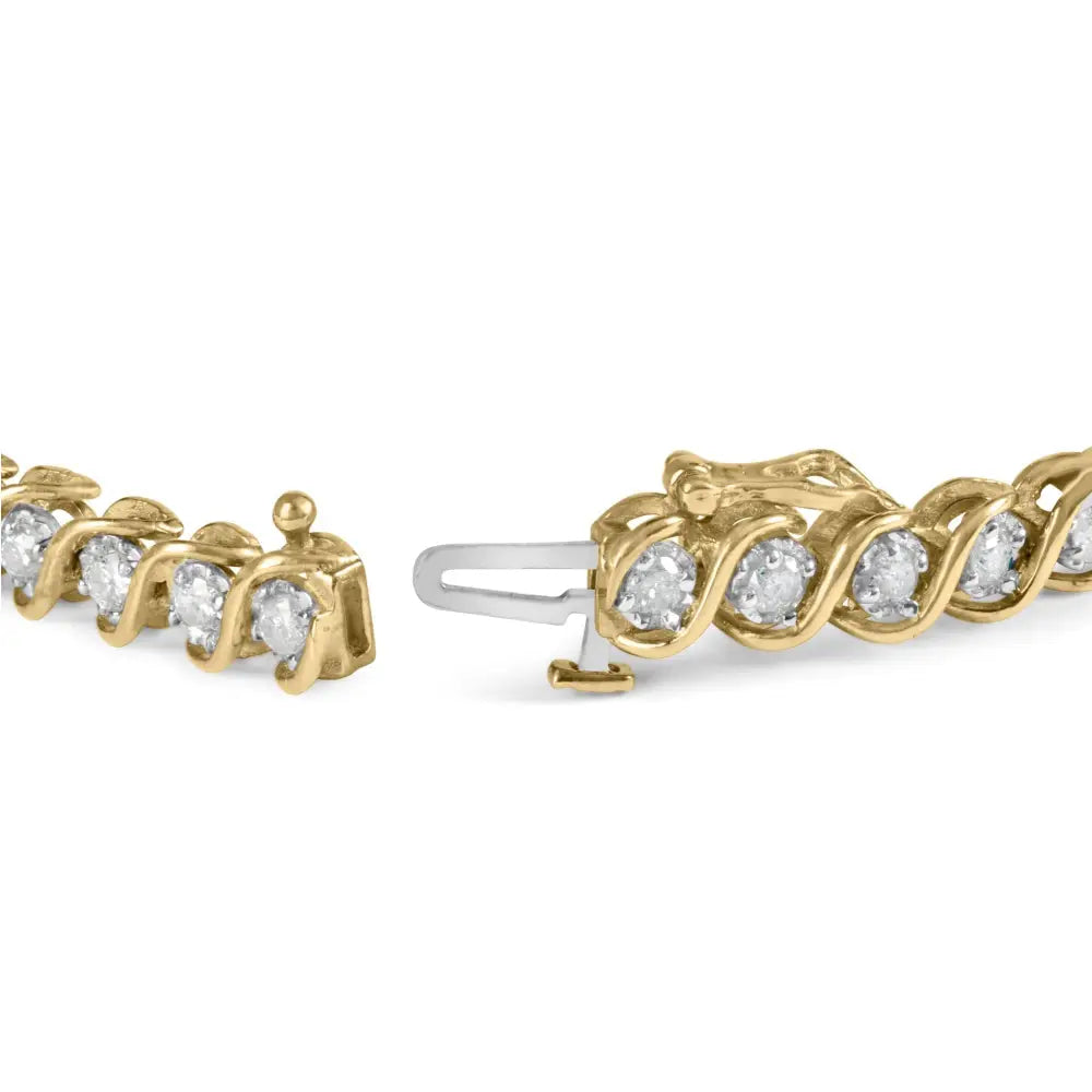 3cttw round diamond spiral link bracelet in 10k yellow gold 7.50 bijoux-nyc direct