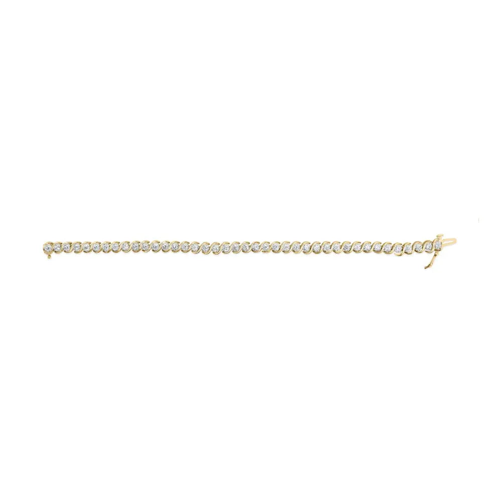 10k yellow gold 3 cttw round cut diamond spiral link 7.50’’ bracelet (i j color i1 i2 clarity) bracelets/bracelet/link handcrafted