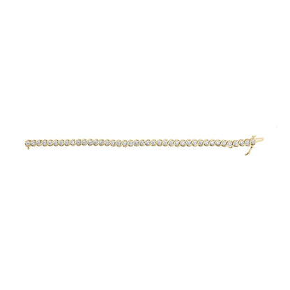 10k yellow gold 3 cttw round cut diamond spiral link 7.50’’ bracelet (i j color i1 i2 clarity) bracelets/bracelet/link handcrafted