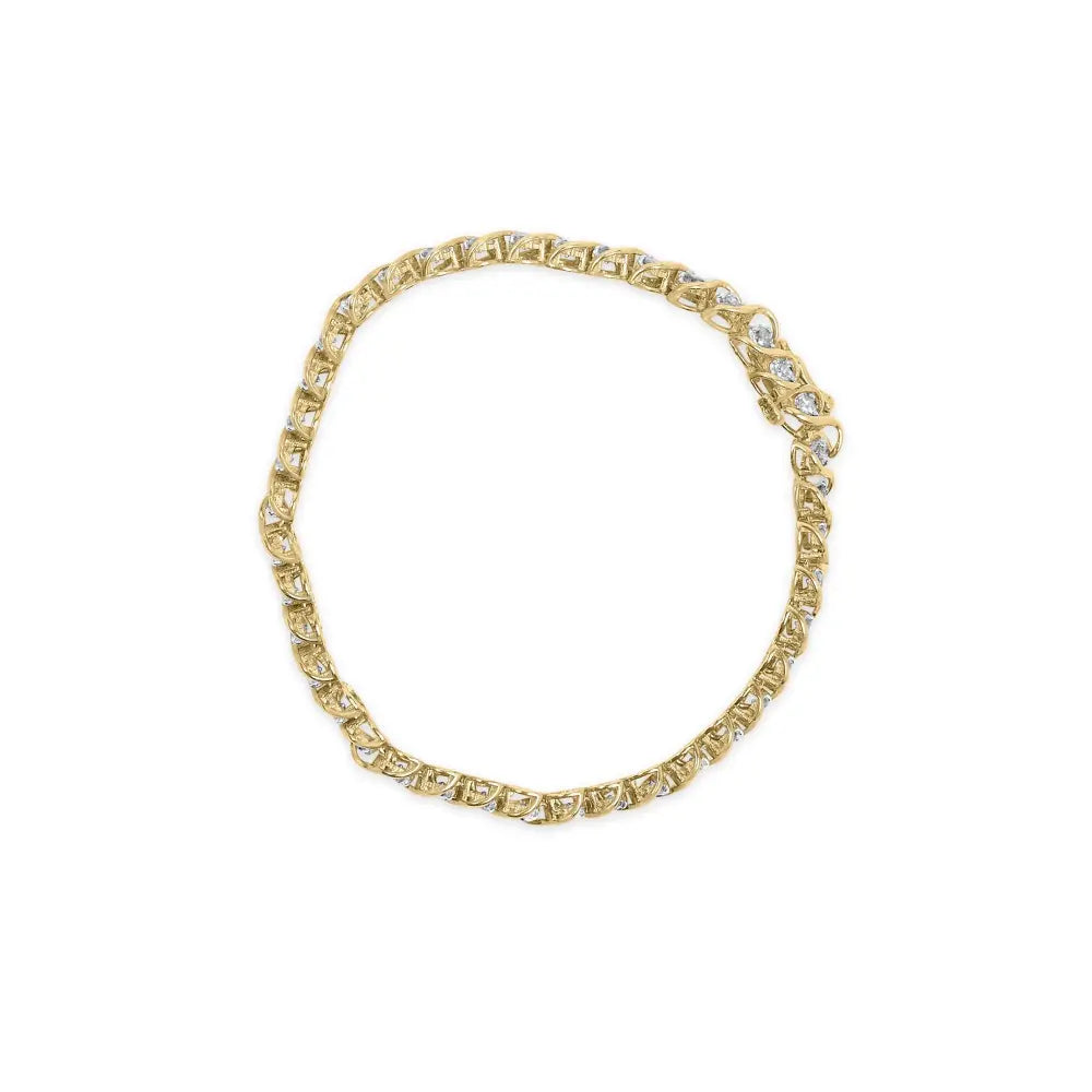 10k yellow gold 3 cttw round cut diamond spiral link 7.50’’ bracelet (i j color i1 i2 clarity) bracelets/bracelet/link handcrafted