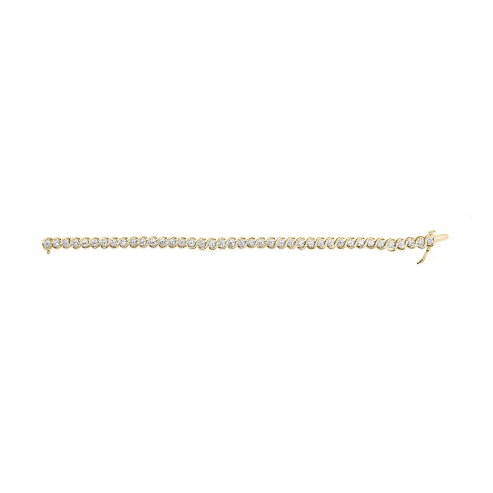 3cttw round diamond spiral link bracelet in 10k yellow gold 7.50 bijoux-nyc direct