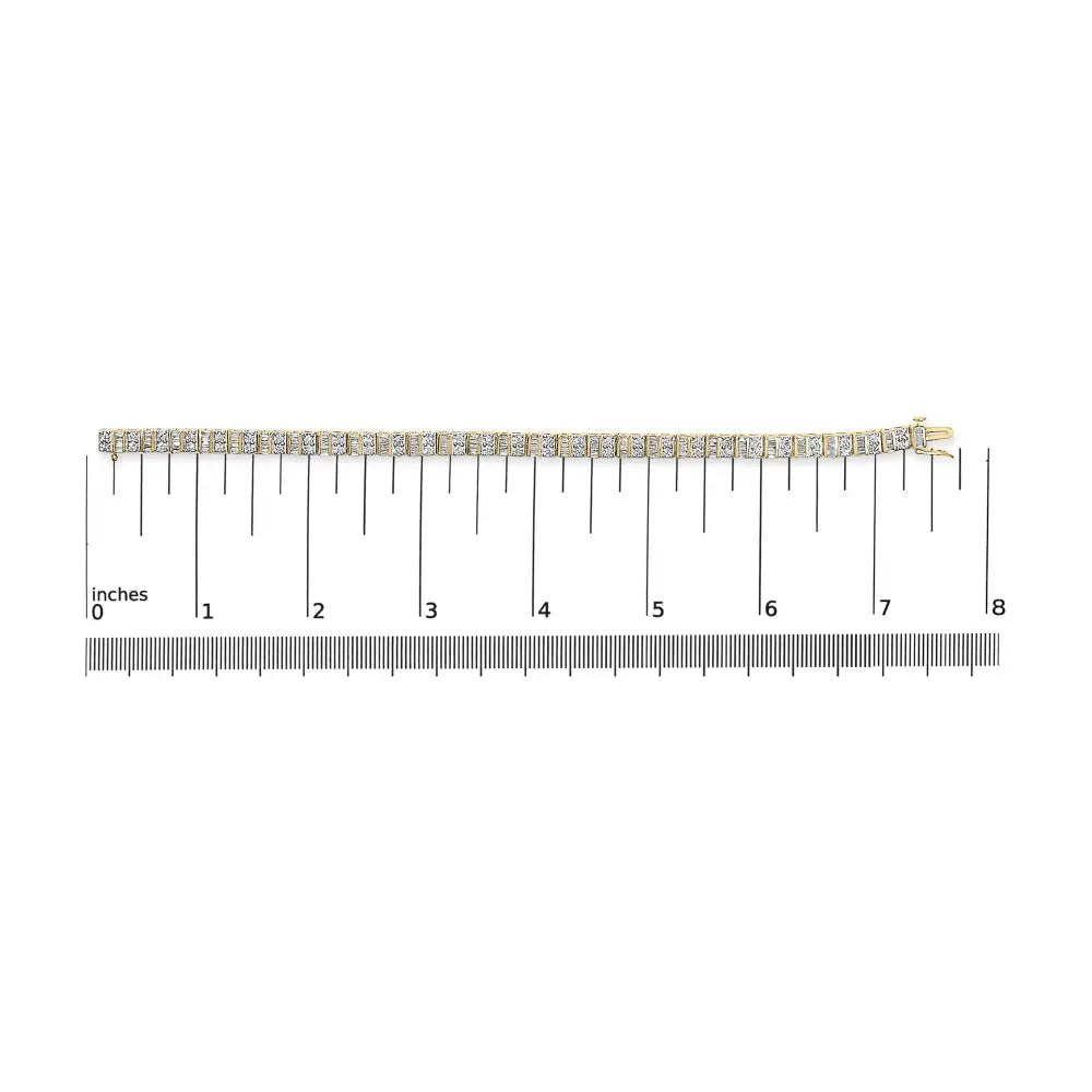 10k yellow gold 4.0 cttw baguette and round diamond 7’’ tennis bracelet bijoux-nyc direct