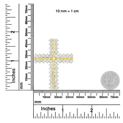 10K Yellow Gold 4.0 Cttw Diamond Two Row Cross 18" Pendant Necklace (J-K Clarity, I1-I2 Color) - Bijoux-NYC Direct