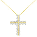 4.0 cttw diamond two row cross pendant in 10k yellow gold 18 inch necklace bijoux-nyc direct