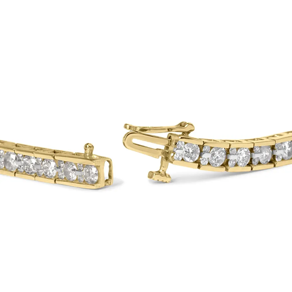 10k yellow gold 4.00 cttw channel set round diamond tennis 7’’ bracelet (j k color i1 i2 clarity) bracelets/bracelet/tennis
