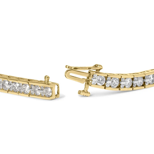 10k yellow gold 4.00 cttw channel set round diamond tennis 7’’ bracelet (j k color i1 i2 clarity) bracelets/bracelet/tennis