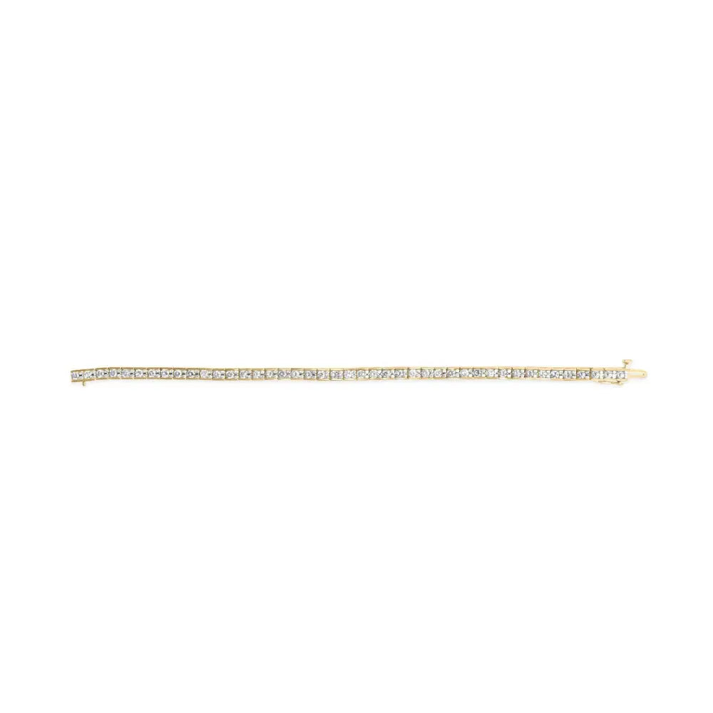 10k yellow gold 4.00 cttw round diamond channel set 7’’ tennis bracelet bijoux-nyc direct