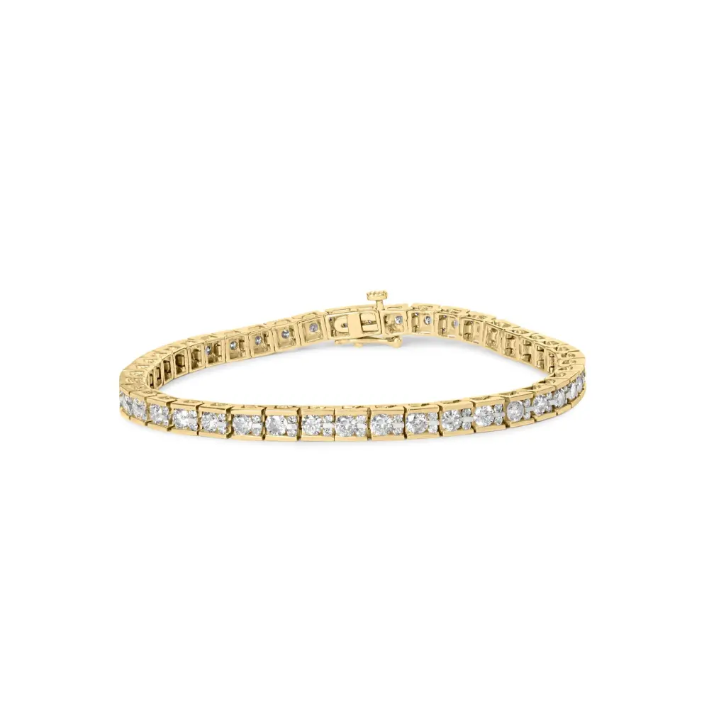 10k yellow gold 4.00 cttw channel set round diamond tennis 7’’ bracelet (j k color i1 i2 clarity) bracelets/bracelet/tennis