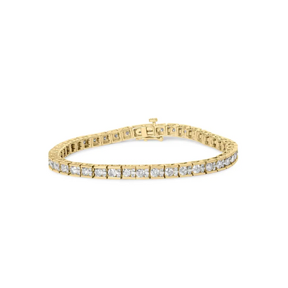 10k yellow gold 4.00 cttw channel set round diamond tennis 7’’ bracelet (j k color i1 i2 clarity) bracelets/bracelet/tennis