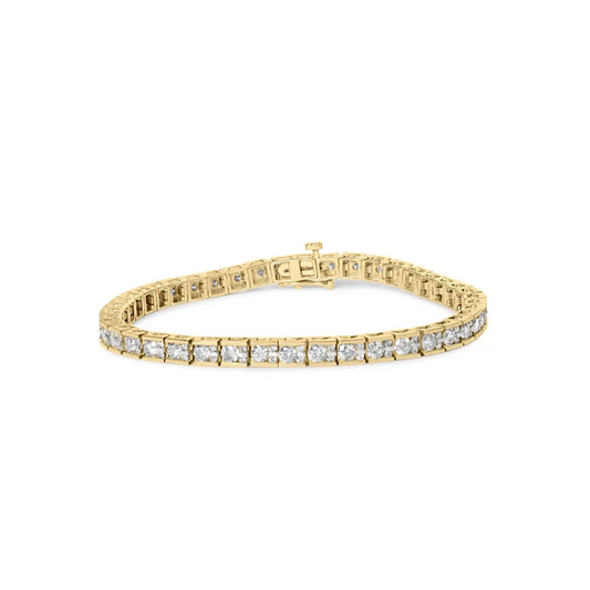 10k yellow gold 4.00 cttw channel set round diamond tennis 7’’ bracelet (j k color i1 i2 clarity) bracelets/bracelet/tennis