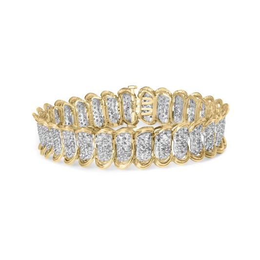 10k yellow gold 4.00 cttw pave diamond classic link 7’’ bracelet (i j color i2 i3 clarity) bracelets/bracelet/link handcrafted