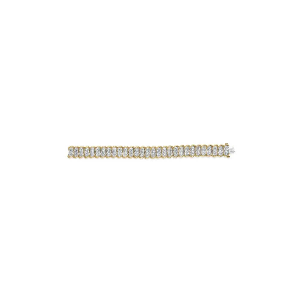 10k yellow gold 4.00 cttw pave diamond classic link 7’’ bracelet (i j color i2 i3 clarity) bracelets/bracelet/link handcrafted