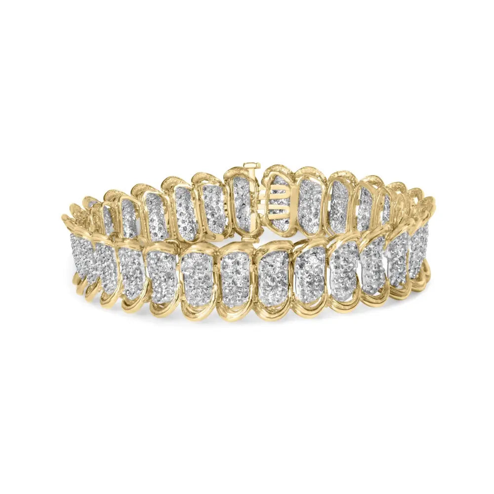 4.00 cttw pave diamond link bracelet in 10k yellow gold 7 bijoux-nyc direct