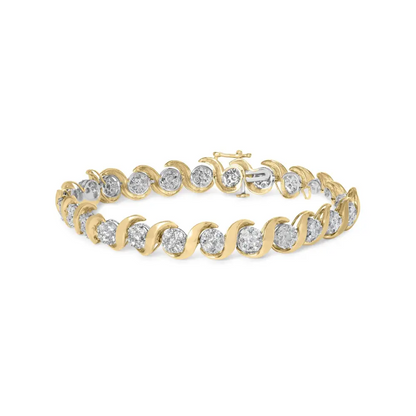 10k yellow gold 4.00 cttw round cut diamond floral link 7.5’’ bracelet (h i color i2 i3 clarity) bracelets/bracelet/link