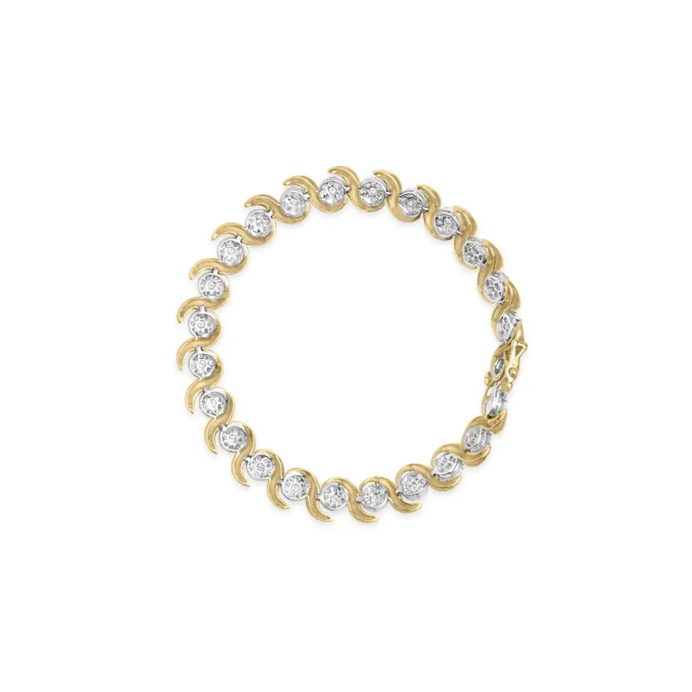 10k yellow gold 4.00 cttw diamond floral link 7.5 inch bracelet bijoux-nyc direct