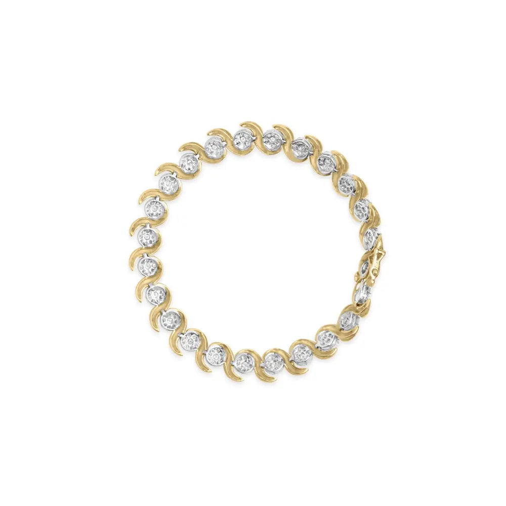 10k yellow gold 4.00 cttw round cut diamond floral link 7.5’’ bracelet (h i color i2 i3 clarity) bracelets/bracelet/link