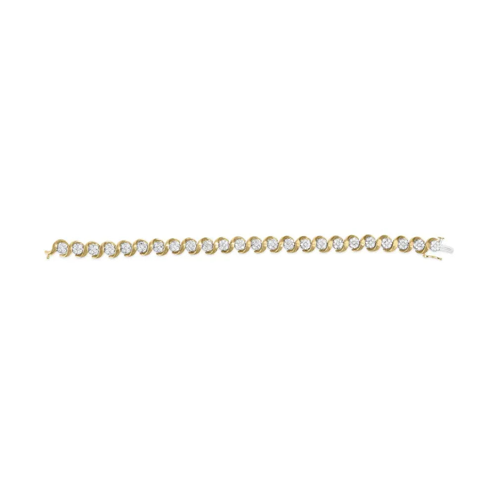 10k yellow gold 4.00 cttw round cut diamond floral link 7.5’’ bracelet (h i color i2 i3 clarity) bracelets/bracelet/link