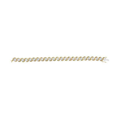 10k yellow gold 4.00 cttw round cut diamond floral link 7.5’’ bracelet (h i color i2 i3 clarity) bracelets/bracelet/link