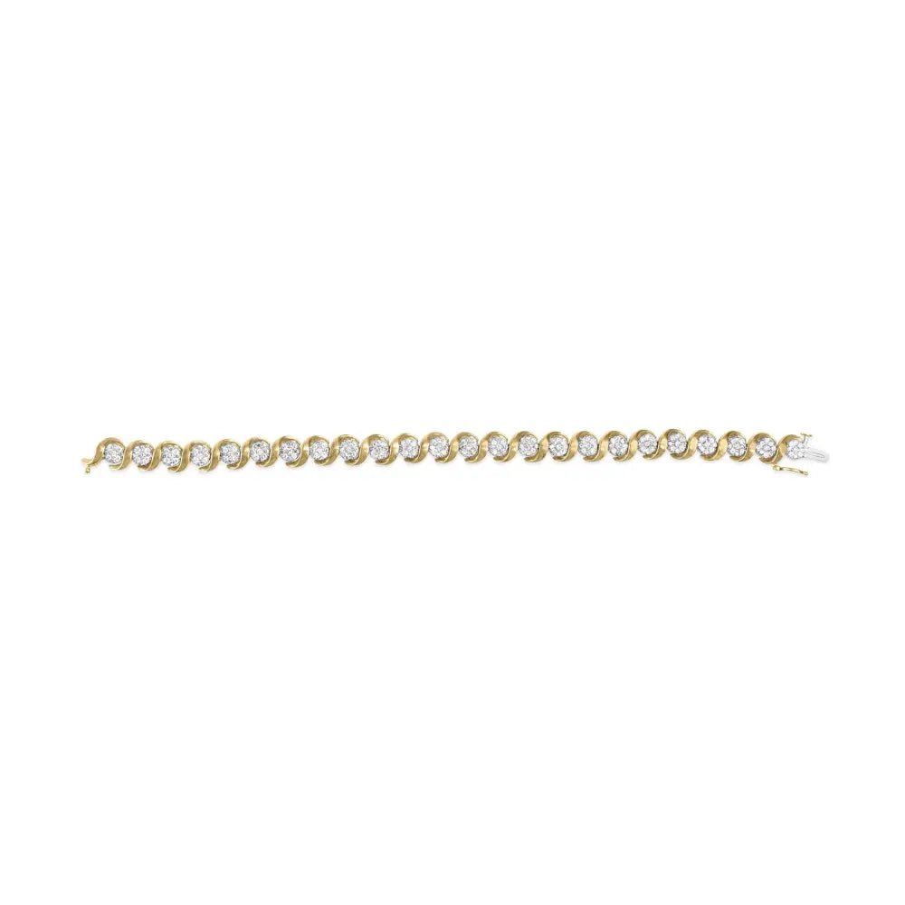 10k yellow gold 4.00 cttw diamond floral link 7.5 inch bracelet bijoux-nyc direct