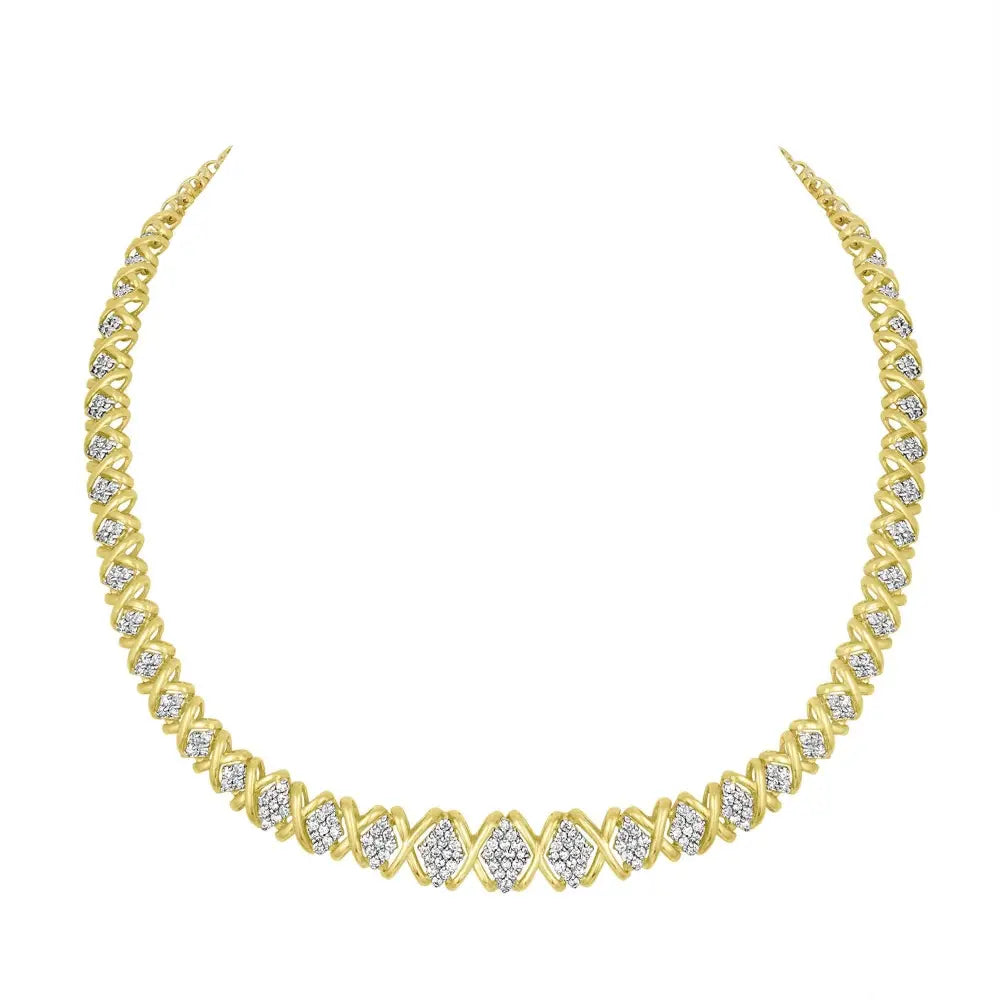 Graduated round diamond riviera necklace in 10k yellow gold 4.0 cttw bijoux-nyc direct