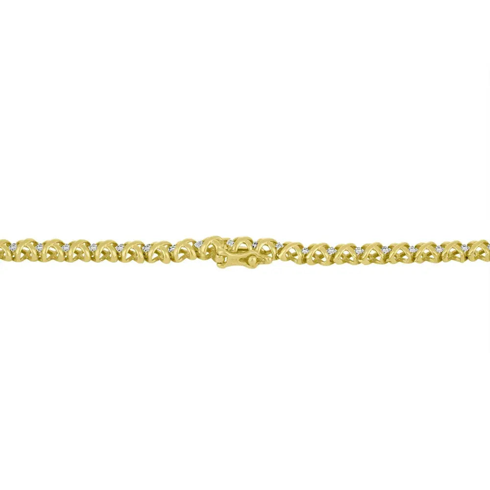 10K Yellow Gold 4 cttw Brilliant Round-Cut Diamond Graduating Riviera Statement Necklace (H-I Color, I2-I3 Clarity) - Bijoux-NYC Direct