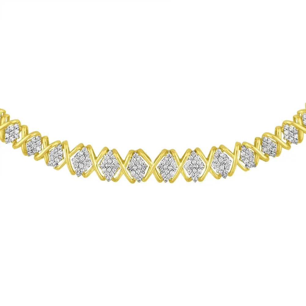 Graduated round diamond riviera necklace in 10k yellow gold 4.0 cttw bijoux-nyc direct
