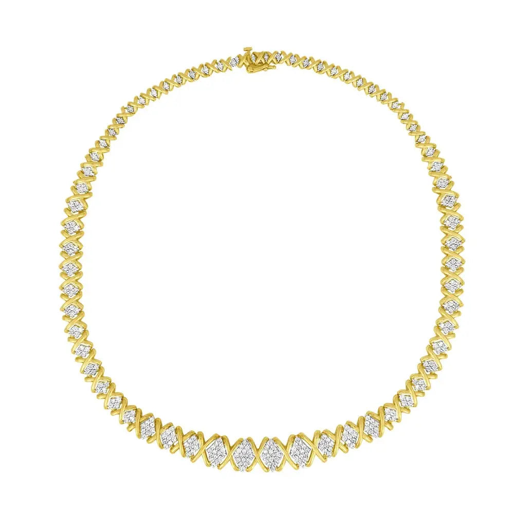 Graduated round diamond riviera necklace in 10k yellow gold 4.0 cttw bijoux-nyc direct