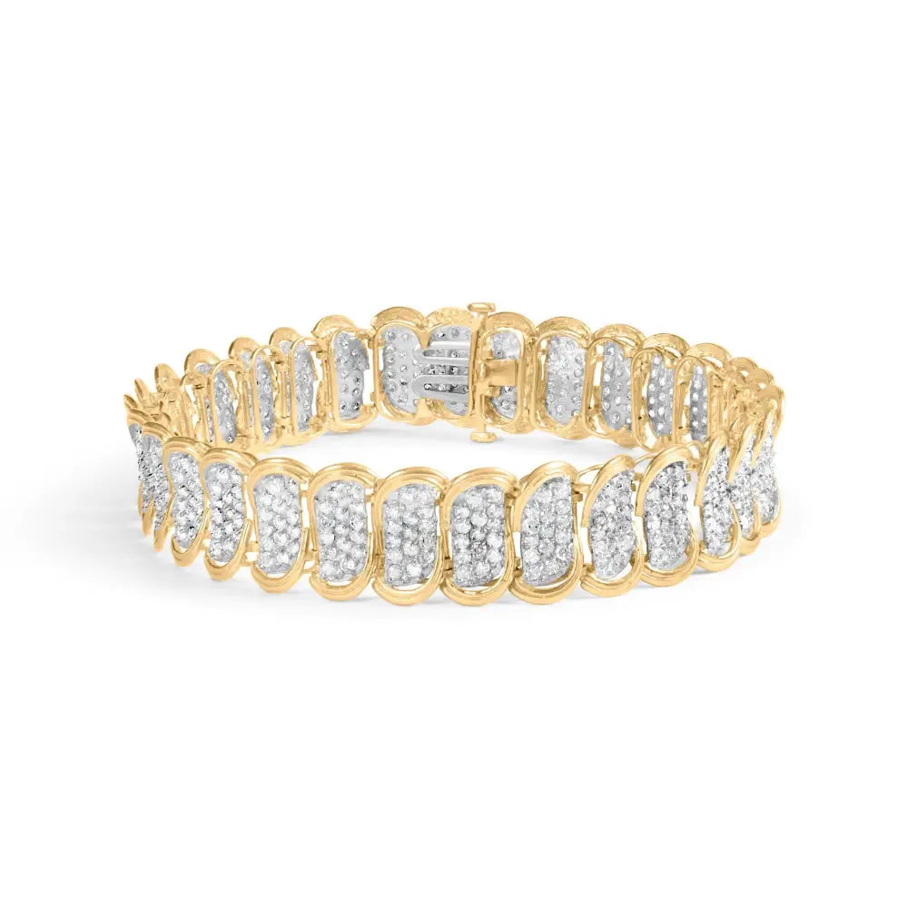 5ct diamond oval banded link bracelet in 10k yellow gold 7 inches bijoux-nyc direct