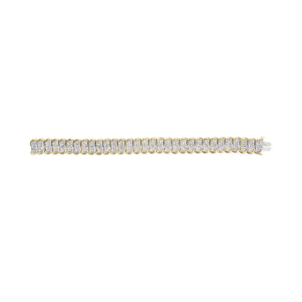 5ct diamond oval banded link bracelet in 10k yellow gold 7 inches bijoux-nyc direct