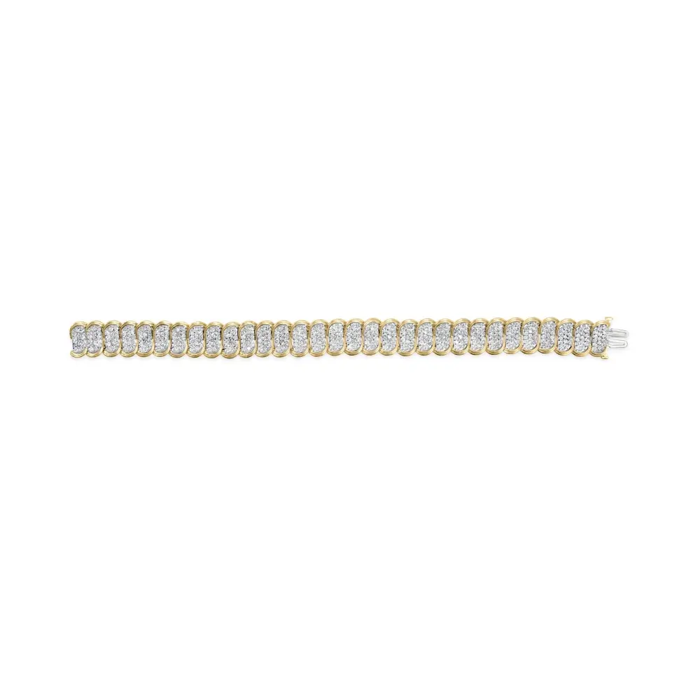 10k yellow gold 5.00 cttw diamond oval banded link bracelet (i j color i1 i2 clarity) 7’’ inches bracelets/bracelet/link