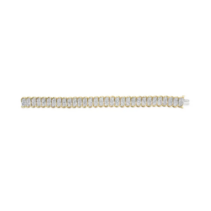 10k yellow gold 5.00 cttw diamond oval banded link bracelet (i j color i1 i2 clarity) 7’’ inches bracelets/bracelet/link