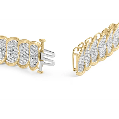 10k yellow gold 5.00 cttw diamond oval banded link bracelet (i j color i1 i2 clarity) 7’’ inches bracelets/bracelet/link