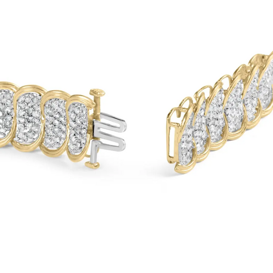 10k yellow gold 5.00 cttw diamond oval banded link bracelet (i j color i1 i2 clarity) 7’’ inches bracelets/bracelet/link
