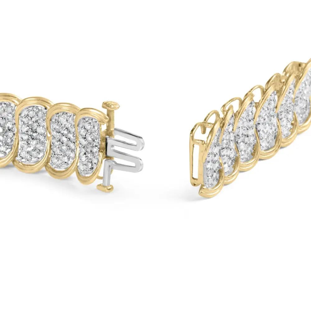 5ct diamond oval banded link bracelet in 10k yellow gold 7 inches bijoux-nyc direct