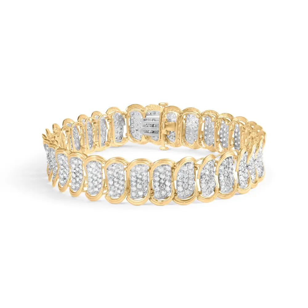 10k yellow gold 5.00 cttw diamond oval banded link bracelet (i j color i1 i2 clarity) 7’’ inches bracelets/bracelet/link