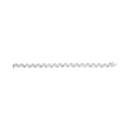 10k yellow gold 5.00 cttw round cut and baguette diamond floral link 7.25’’ bracelet (i j color i2 i3 clarity)