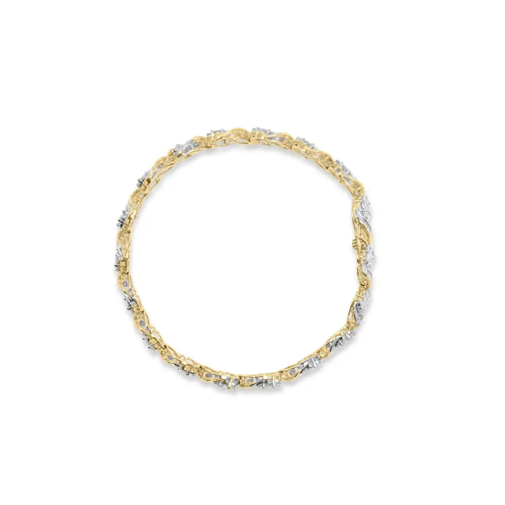 10k yellow gold 5.00 cttw diamond floral link 7.25 inch bracelet bijoux-nyc direct