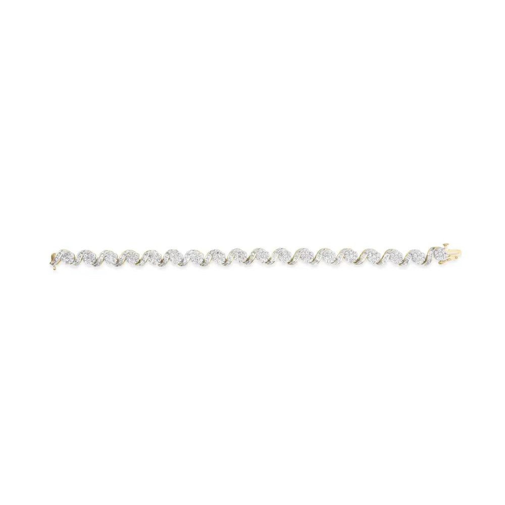 10k yellow gold 5.00 cttw diamond floral link 7.25 inch bracelet bijoux-nyc direct