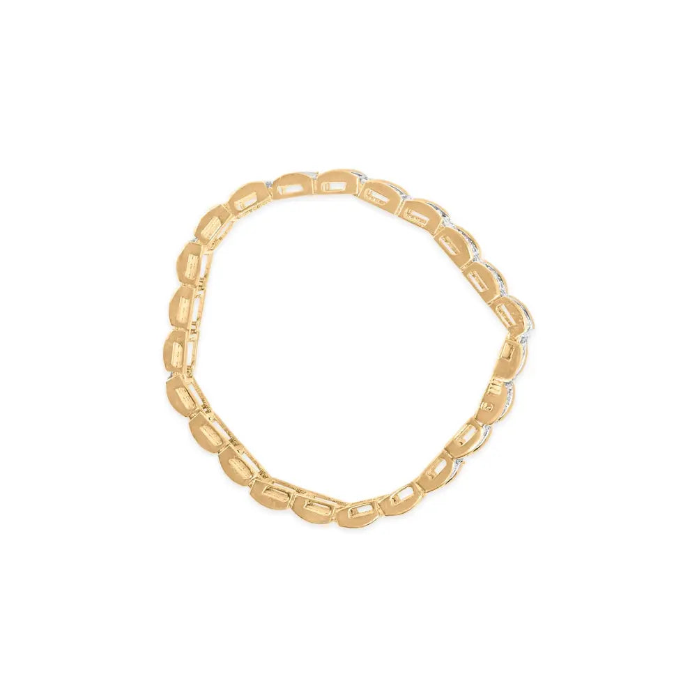 10k yellow gold 5.00 cttw round cut diamond link 7’’ bracelet (j k color i1 i2 clarity) bracelets/bracelet/link handcrafted