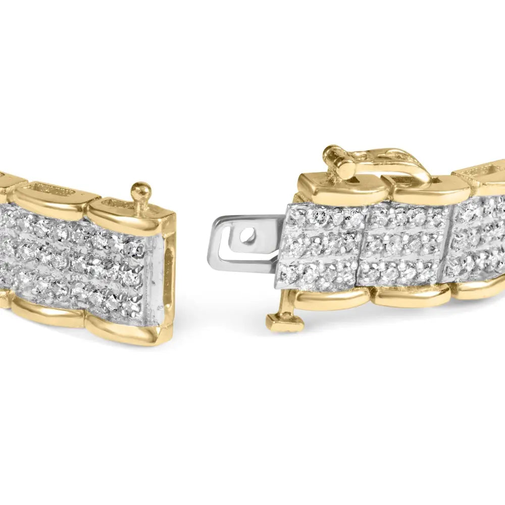10k yellow gold 5.00 cttw round diamond link 7 inch bracelet bijoux-nyc direct
