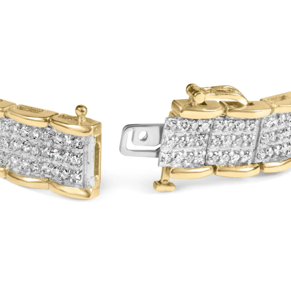 10k yellow gold 5.00 cttw round cut diamond link 7’’ bracelet (j k color i1 i2 clarity) bracelets/bracelet/link handcrafted